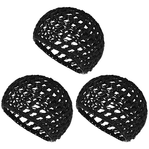 Miniatura 7 de Paquete de 3 gorras de malla de ganchillo para el cabello, de rayón, de punto de ganchillo, para dormir, cubierta ajustada para el cabello, cómoda