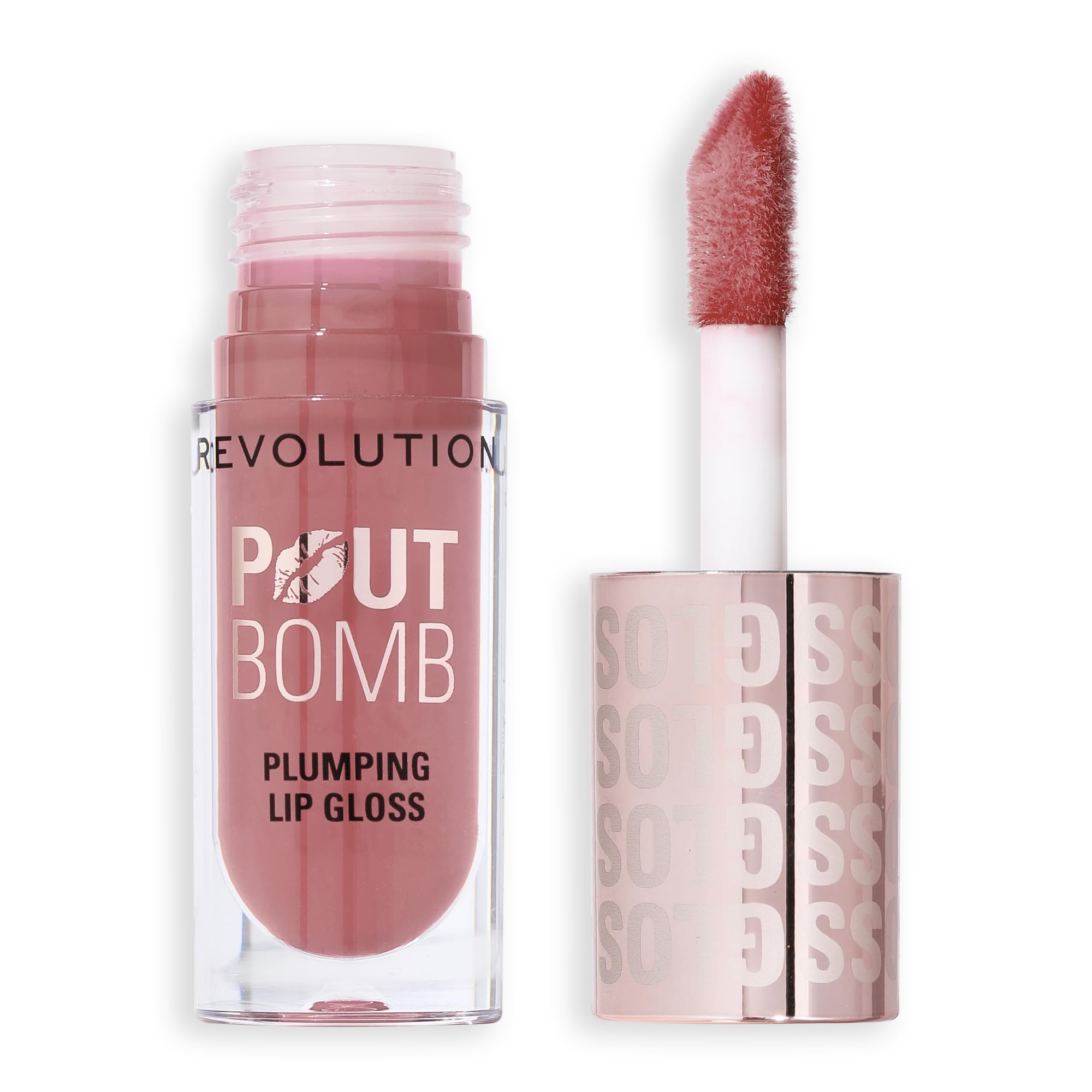 Makeup Revolution Pout Bomb Plumping Lip Gloss for Women with Goodness of Vitamin E for High Shine, Extra Nourishment, Rich Glossy Pigment, & Hydrating Lips (Kiss Color) 4.6 ML