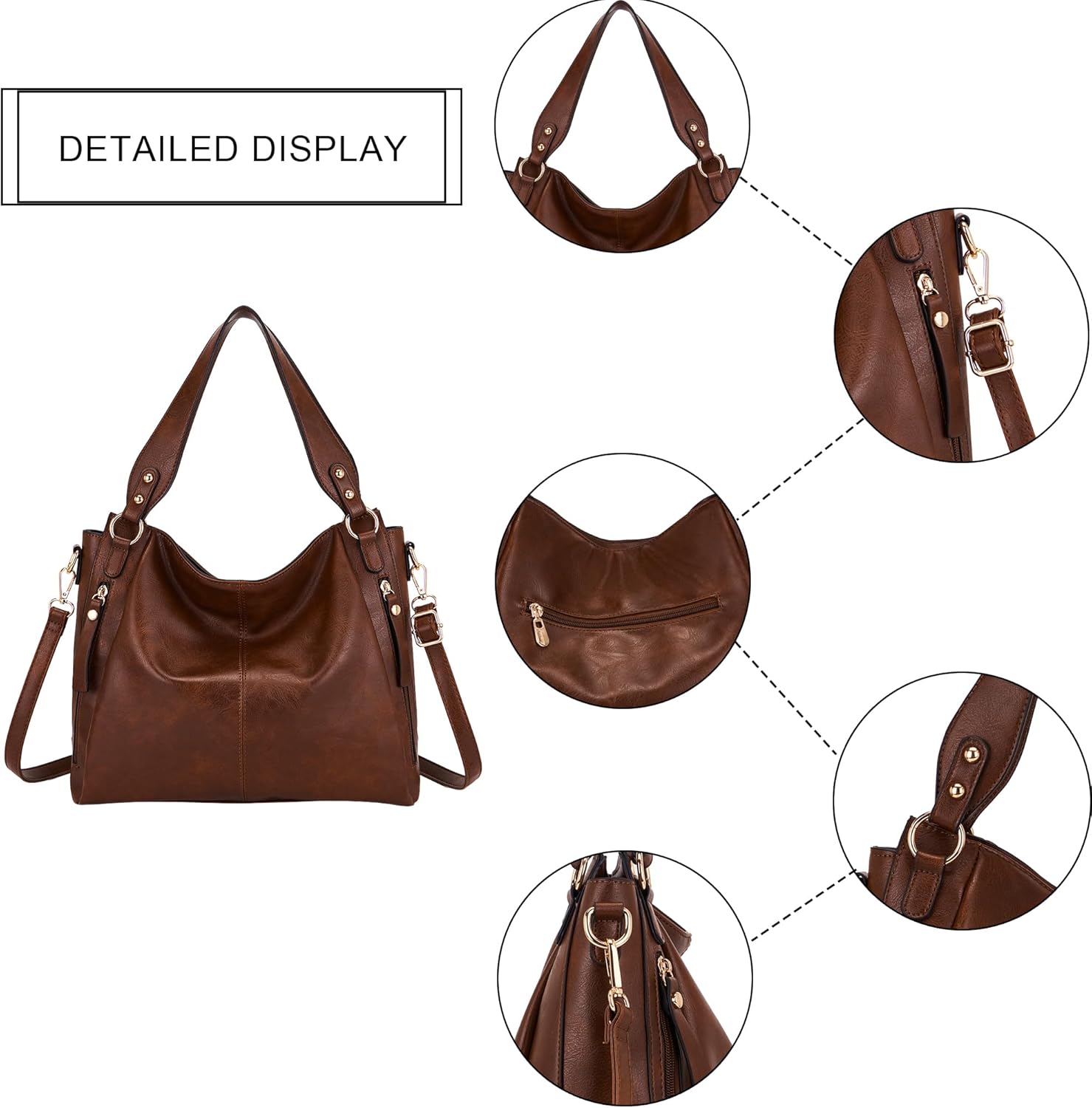 Women's Hobo Handbags Crossbody Bags Ladies Tote Shoulder Bags Purses and Wallet Set 2pcs