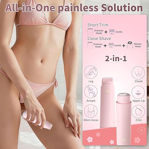 Miniatura 2 de Karrong Maquinilla de afeitar eléctrica 2 en 1 para mujer, afeitadora eléctrica de doble cabezal para cabello facial y piernas y cuerpo, recargable,