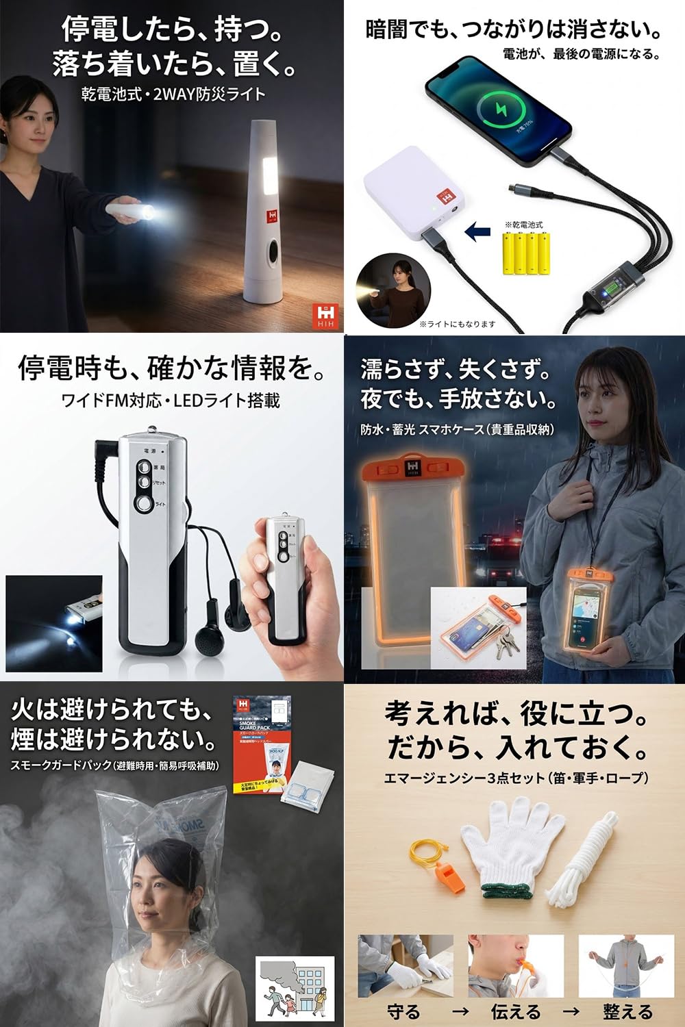 Amazon.co.jp: HIH 防災セット 1人用 ソーラーパネル付き 防災リュック