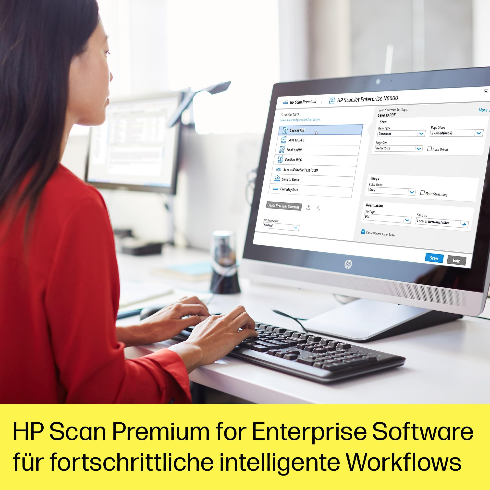 HP ScanJet Enterprise Flow N6600 fnw1 Scanner ADF Flachbettscanner Ethernet USB 3.0 WiFi Touchscreen