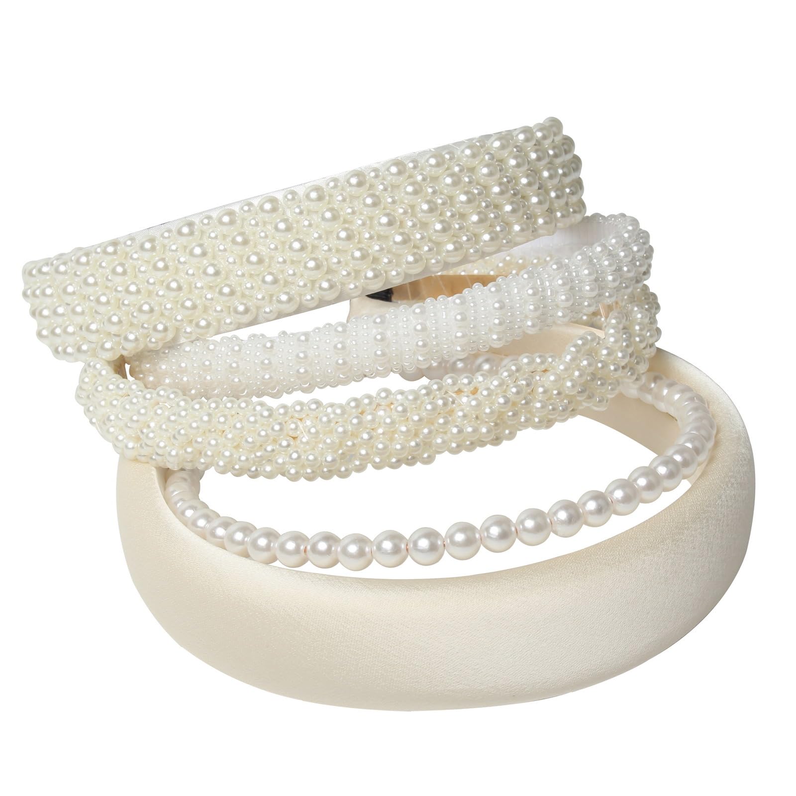 Amazon.com : Cuizhiyu 5PK White Pearl Headbands for Women  display picture 3