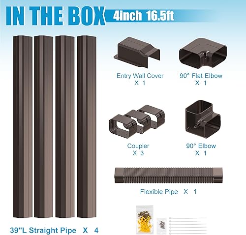 Miniatura 8 de Air Jade Juego de cubierta de línea para mini split, 4 pulgadas, 16.5 pies, kit decorativo de cubierta de línea de CA de PVC para aire acondicionado