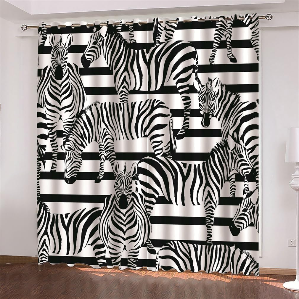 Rideaux occultants motif zèbre 168x228cm pour salon et chambre