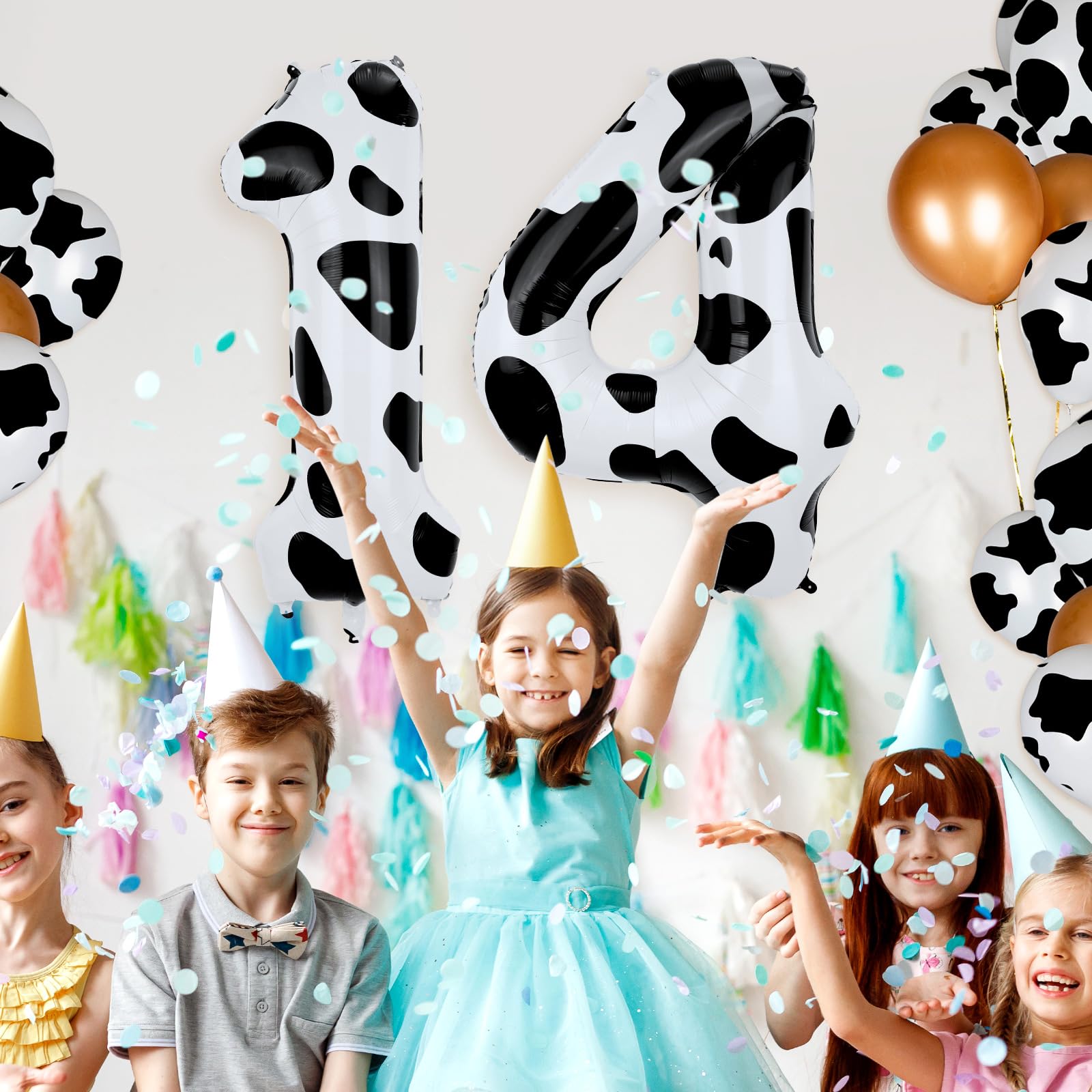 Palloncini Stampa Mucca, 101,6cm Palloncini per Festa di Compleanno con Stampa Mucca in Bianco Nero Palloncini Compleanno Mucca per Forniture Decorazioni per Feste a Tema Cowgirl (Numero 3