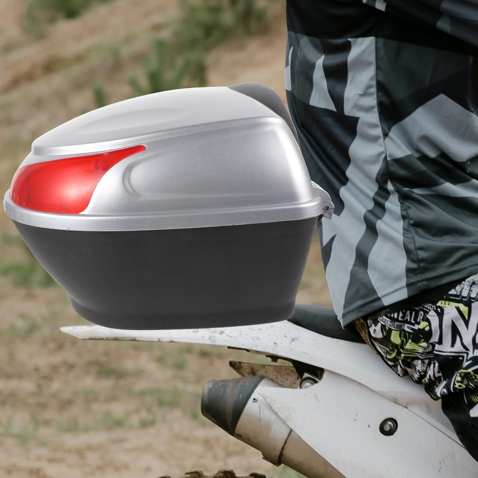 BESPORTBLE Baule Posteriore per Scooter, scooter trunk, Box Portabagagli in plastico argento, Grande capacità, per Viaggio e Uso Quotidiano