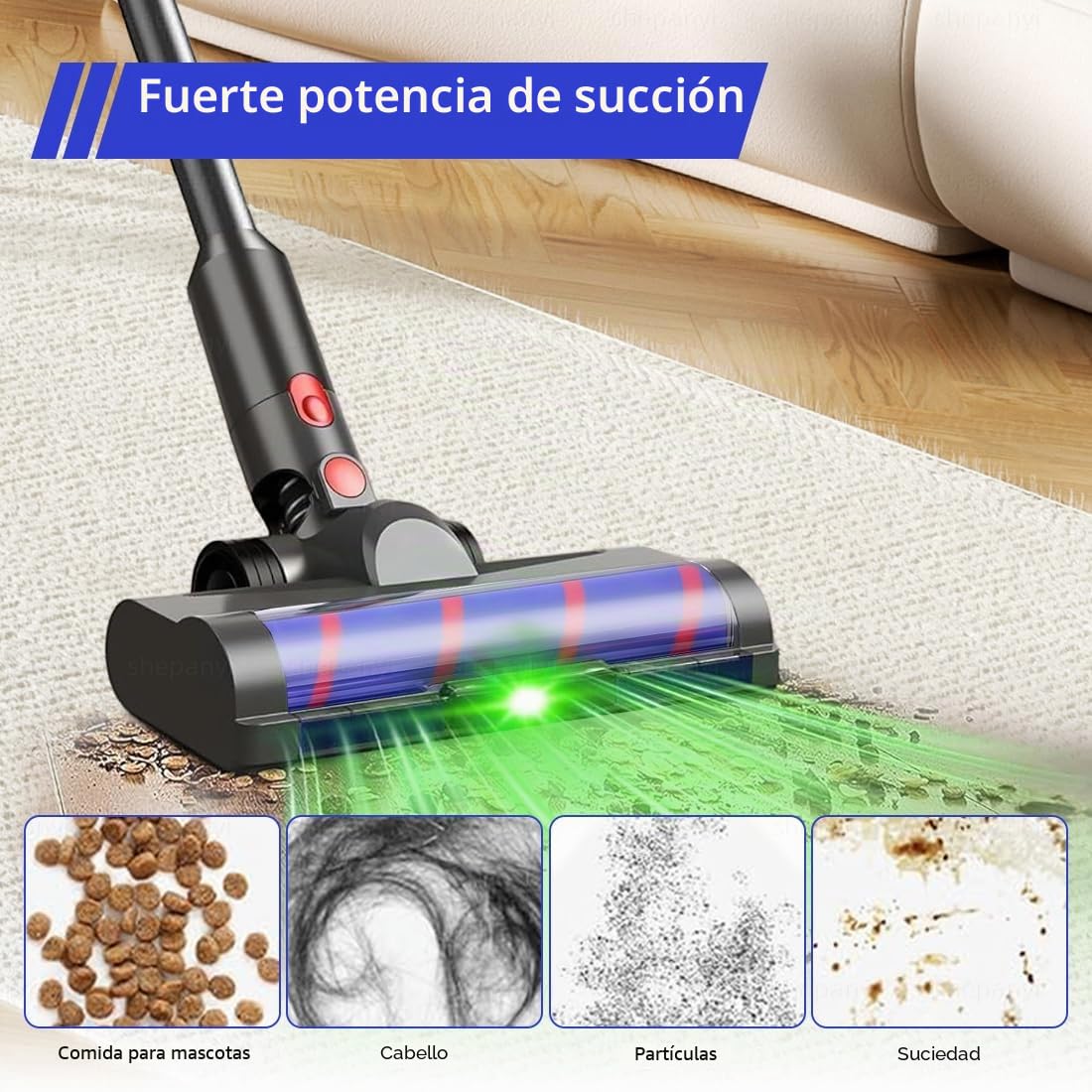 Cabezal de Cepillo de Rodillo Suave LED de Repuesto Compatible con Dyson V7,V8,V10,V11,V15 Aspiradora – Cabezal Solo para Suelos Duros,No Adecuado para Ningún Tipo de Alfombra.
