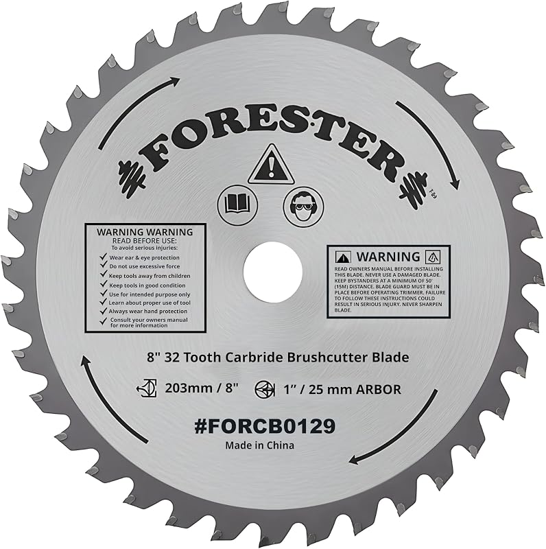 Carbide Tip Brush Cutter Blade - 8in x 32 Teeth | Fits Most Straight Shaft Trimmers | Conversion Kit Sold Separately