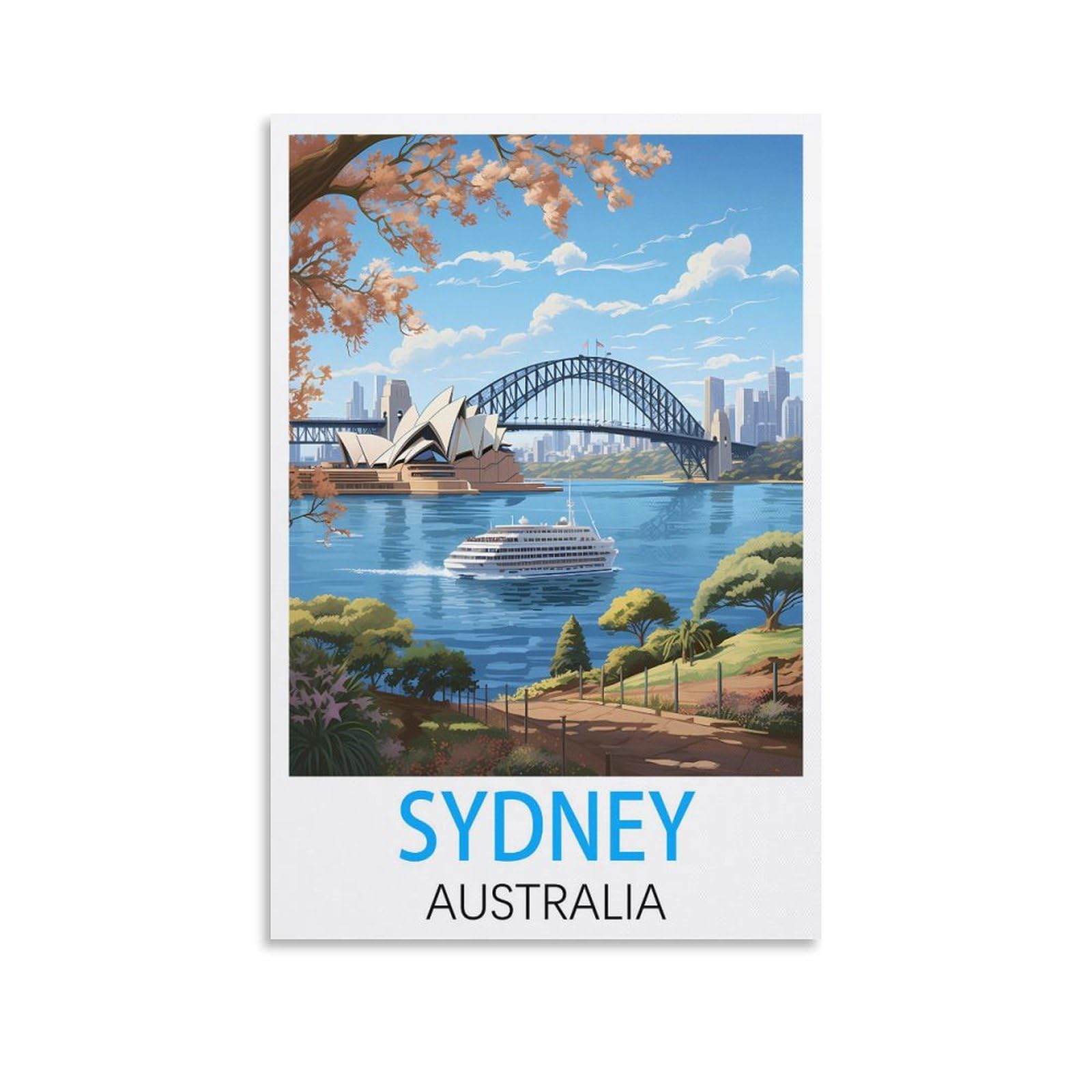 Ceyhno Unframe-Style Sydney Australia Vintage Travel Posters 20X30inch(50X75cm) Canvas Art Poster And Wall Art Picture Print Modern Family Bedroom Decor