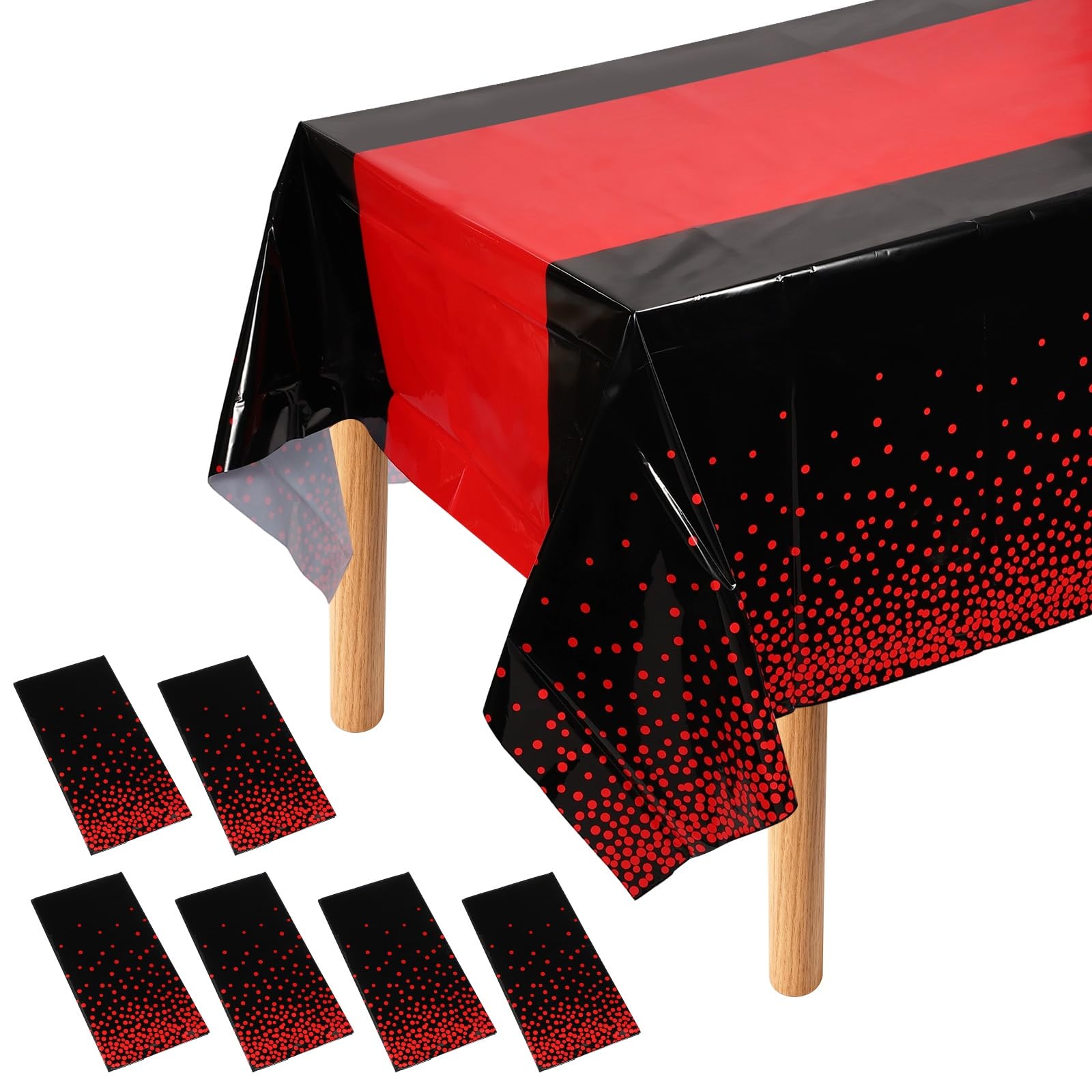 Nappe rectangulaire plastique rouge noir fête cuisine 274x137cm