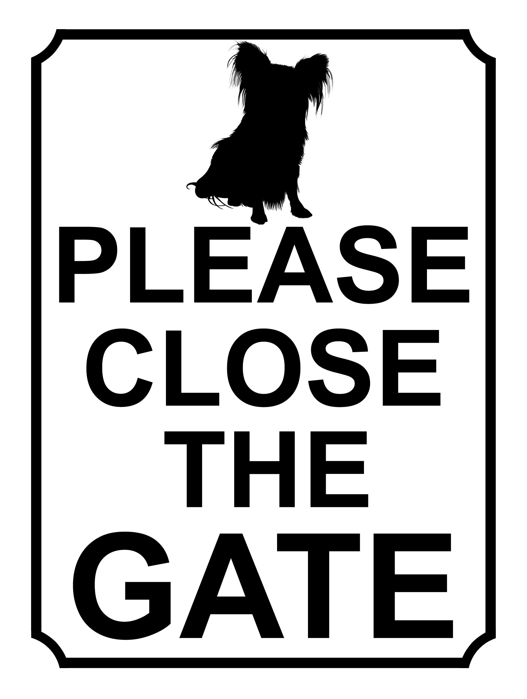 SHAWPRINT PLEASE CLOSE THE GATE DOG THEME METAL SIGN 267MM X 200MM (428H1L) LARGE 10" X 8", 10” x 8”