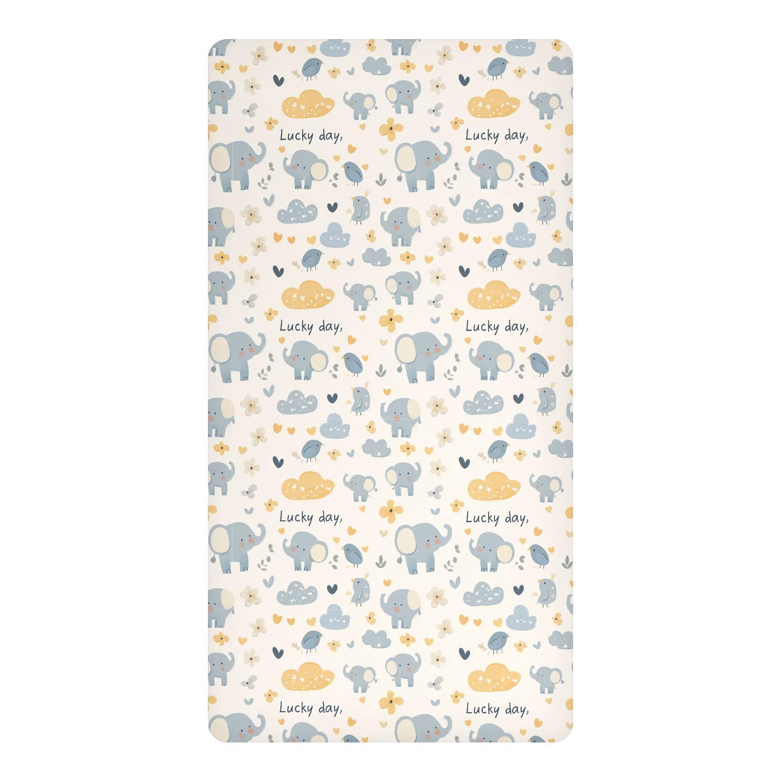 Lit de bébé sain avec la housse de matelas imperméable bleue à éléphants