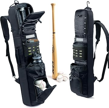 Rolling Baseball Bat Bag with Wheels, Large Capacity Gear Bag Holds 4 Bats
