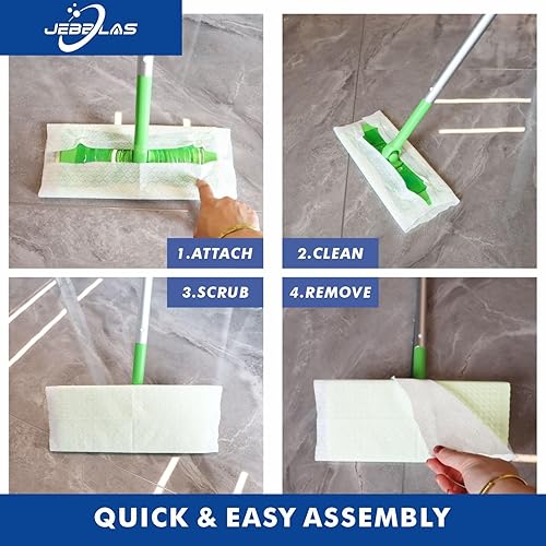 Miniatura 6 de JEBBLAS Recambios desechables para trapeador seco para trapeador de piso, paños de barrido, repuestos de múltiples superficies, 120 unidades