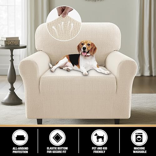 Miniatura 3 de PrinceDeco Funda de sofá impermeable doble para sofás y sofás, funda elástica para silla antideslizante, lavable, protector de muebles a prueba de