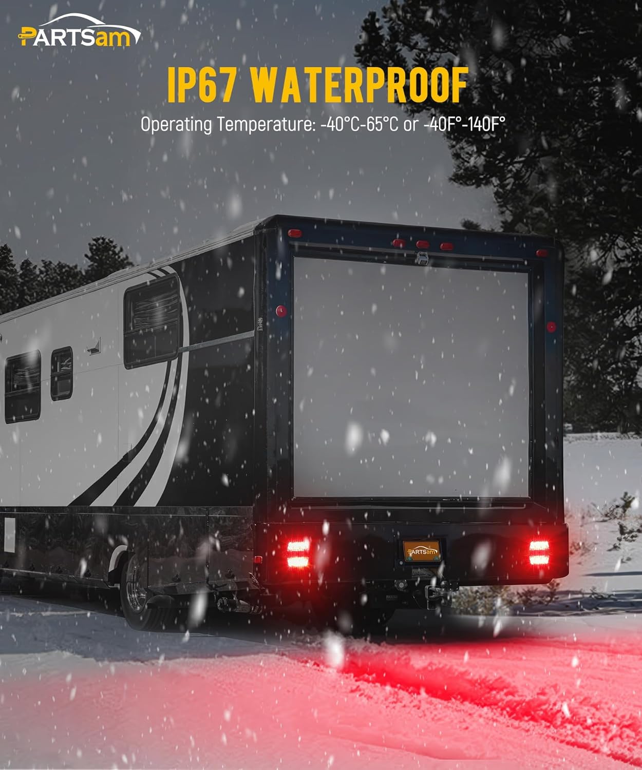 Partsam Wireless Trailer Light Kit, Portable Magnetic LED Tow Lamp, Stop Brake Turn Reverse Towing Tail Lights w/Metal Base Suction Cup 7-Pin Plug for Trucks Trailers 12-24V IP67 Waterproof