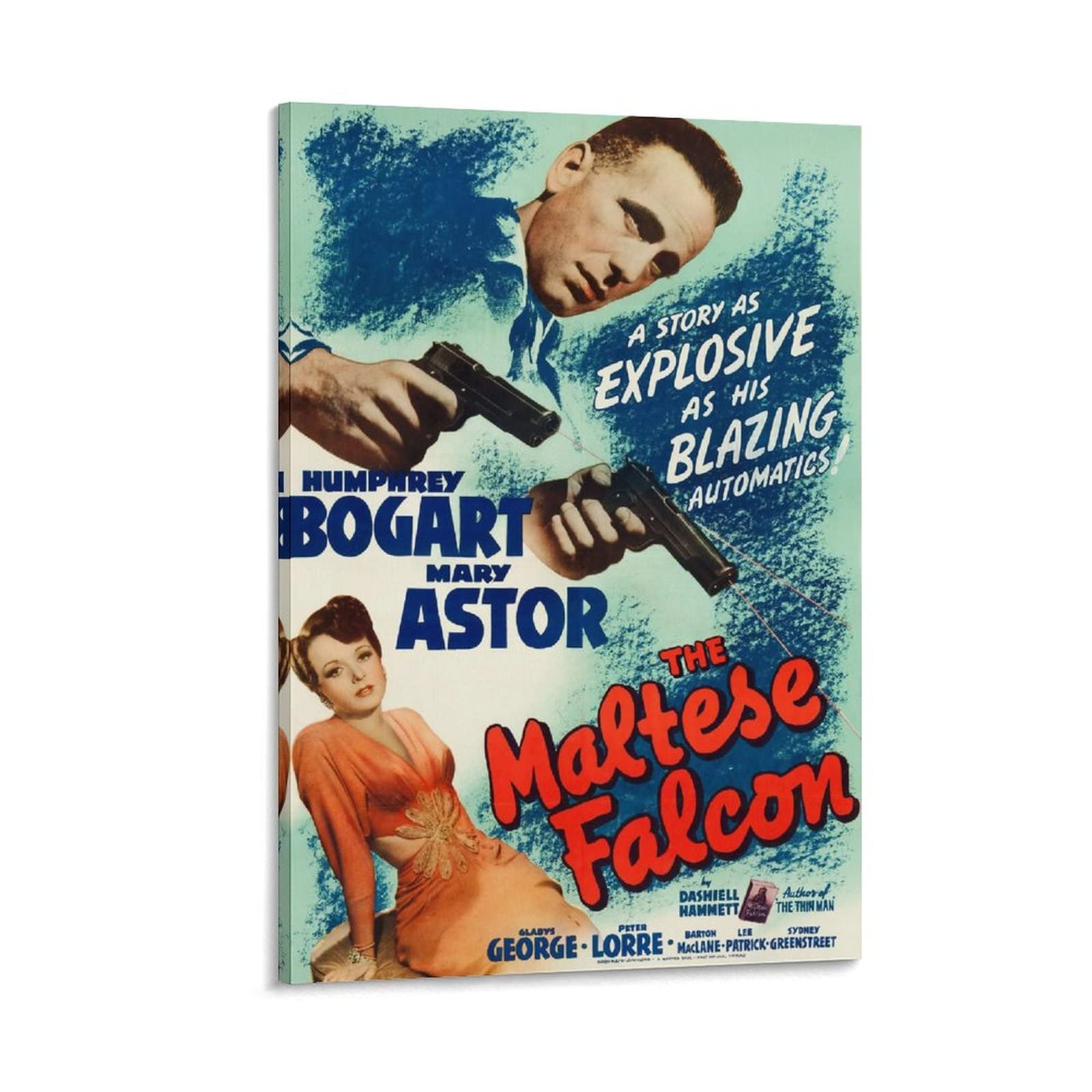 Poster vintage con film d'azione del falco maltese e stampa artistica da parete moderna per la camera da letto della famiglia, 50 x 75 cm