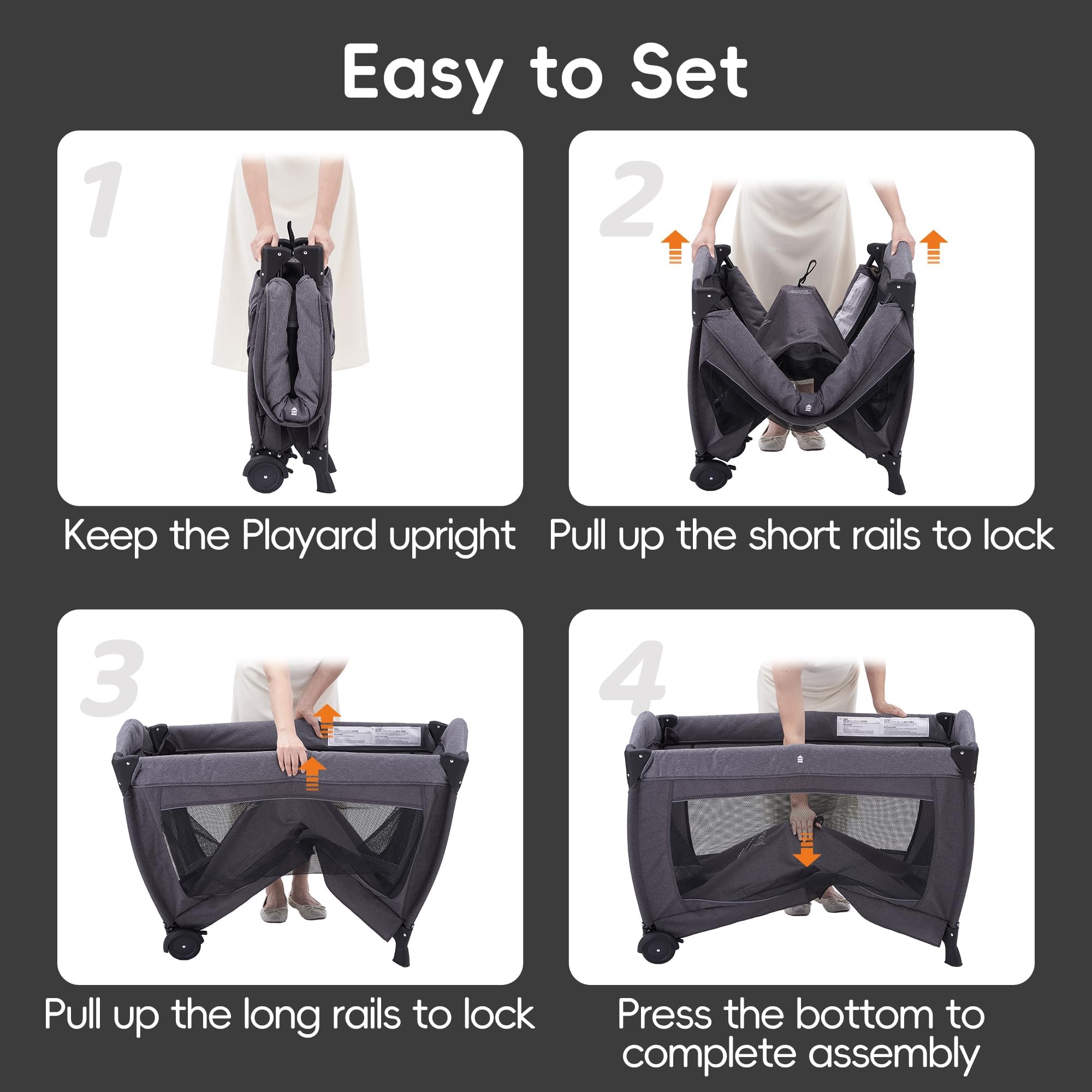 Pamo Babe Portable Playpen Foldable Playard for Baby and Toddler Mattress, Changing Table for Newborn Portable Playard