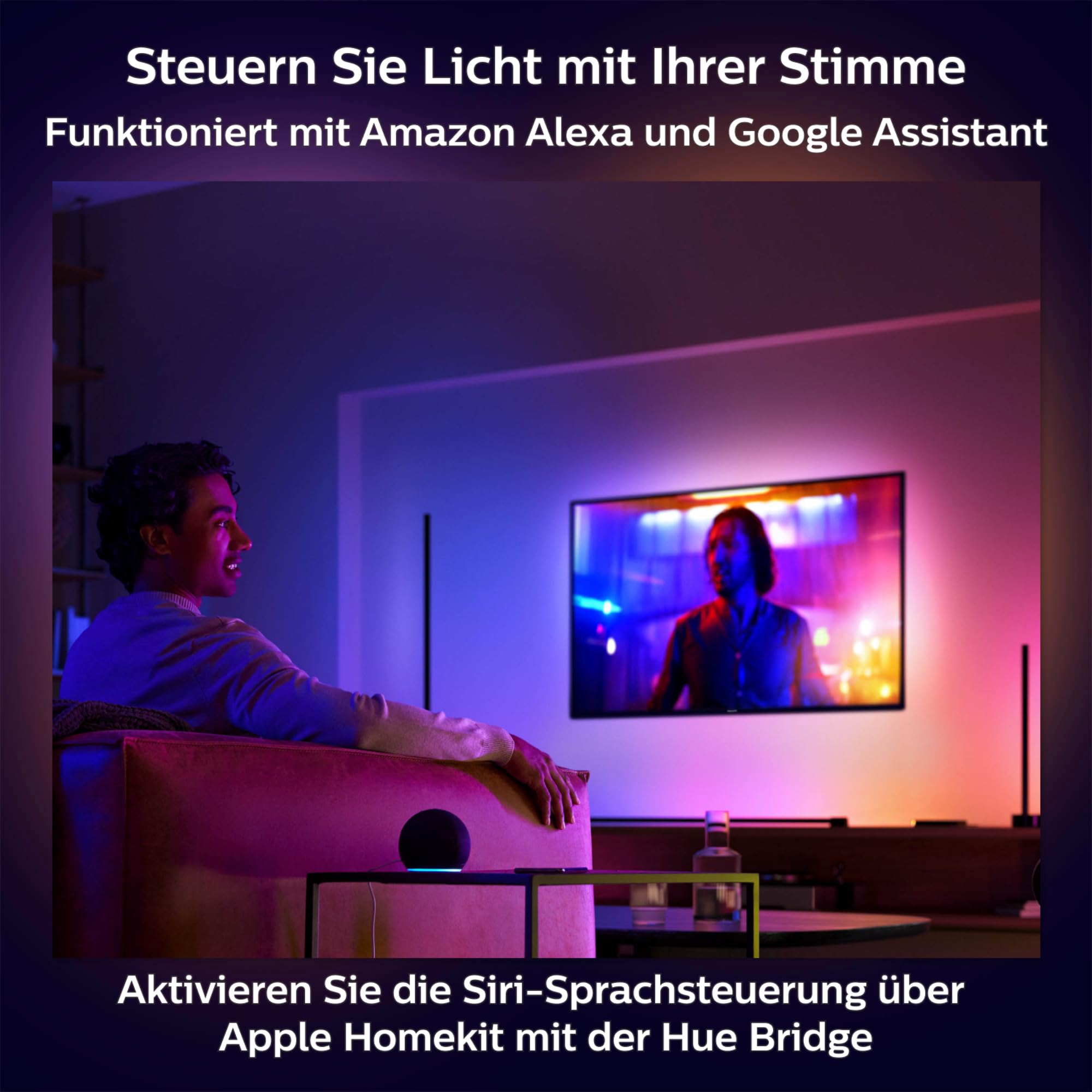 Philips Hue White & Color Ambiance Gradient Signe LED Stehleuchte 2.550 lm, dimmbare Lichtsäule mit 16 Mio. Farben, smarte Lichtsteuerung über Sprache und App, weiß