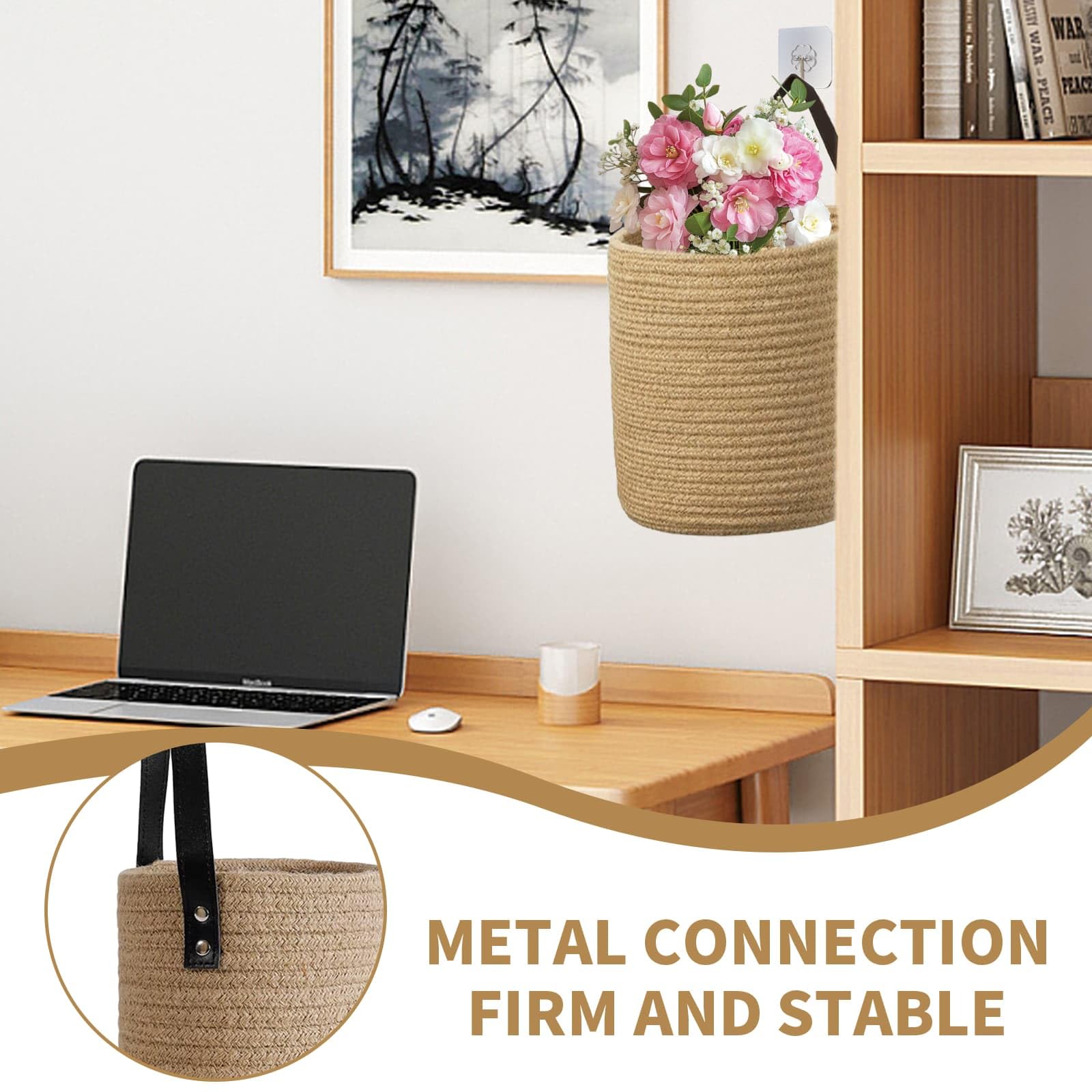 LUPATDY 2x Hängekörbe Aus Jute - Wandkörbe Mit Griff Für Pflanzen & Aufbewahrung