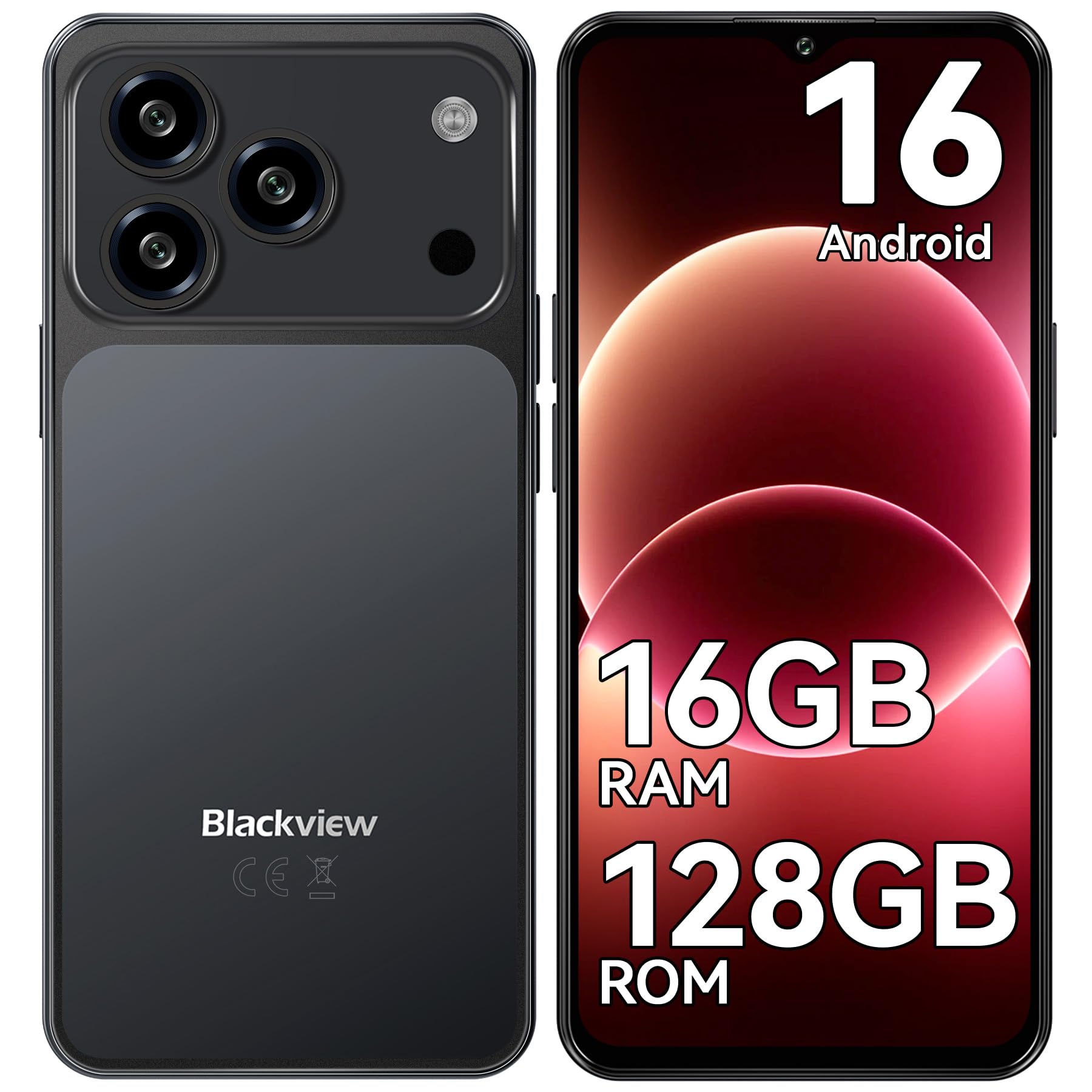 Blackview WAVE 7C Smartphone Android 16, 16GB+128GB/2TB Telefono Cellulare | 32MP Cellulare in Offerta, 6.56" Schermo, 5000mAh Cellulari, 4G Dual SIM Telefoni, Face ID, 3 Slot Carte, 3.5mm, IP54, Type-C