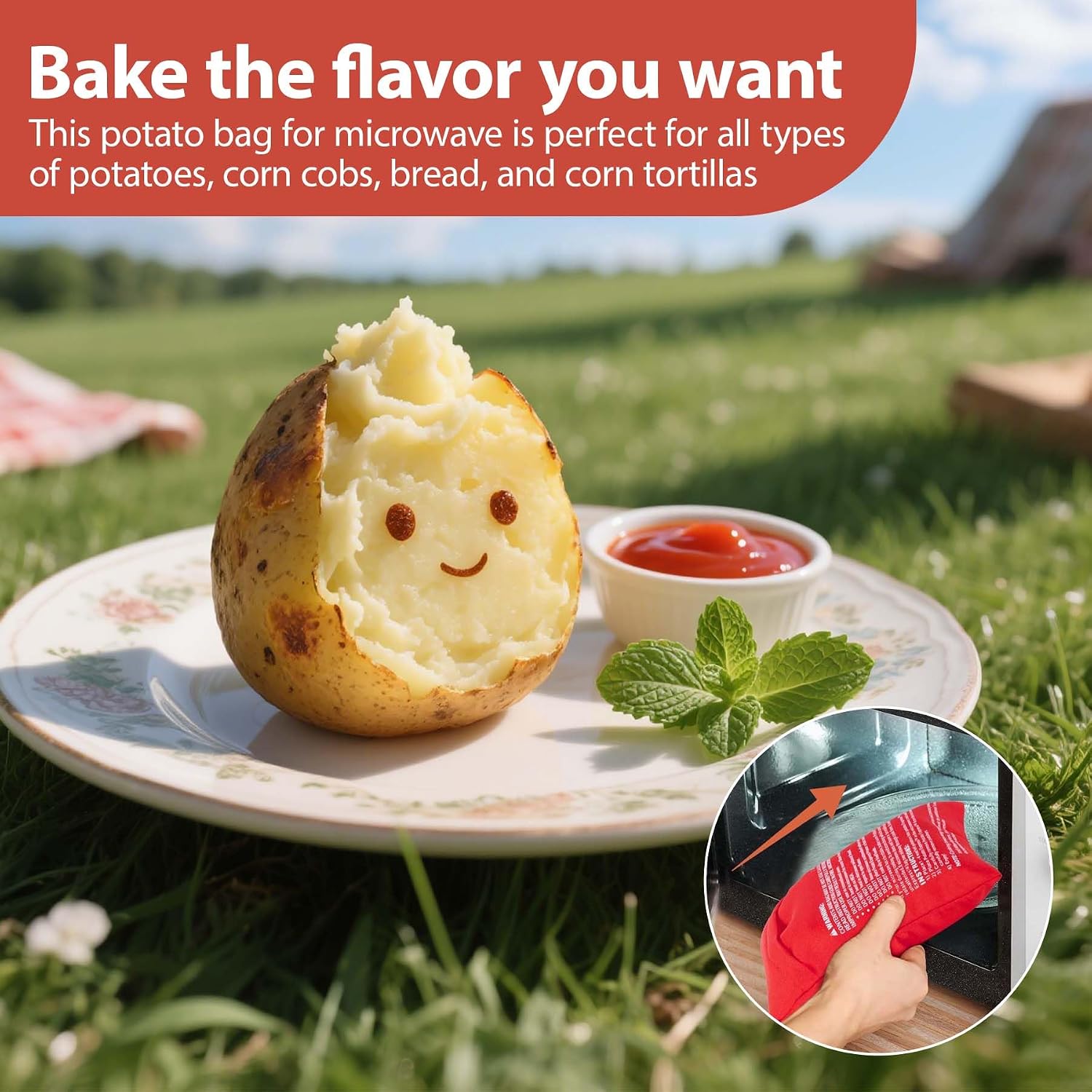 Potato Express Microwave Bags 2-Pack,Reusable & Eco-Friendly Baked Potato Cooker for Fast Even Heating, Perfect for Microwave Baked Potatoes & Vegetables,Tnkcter