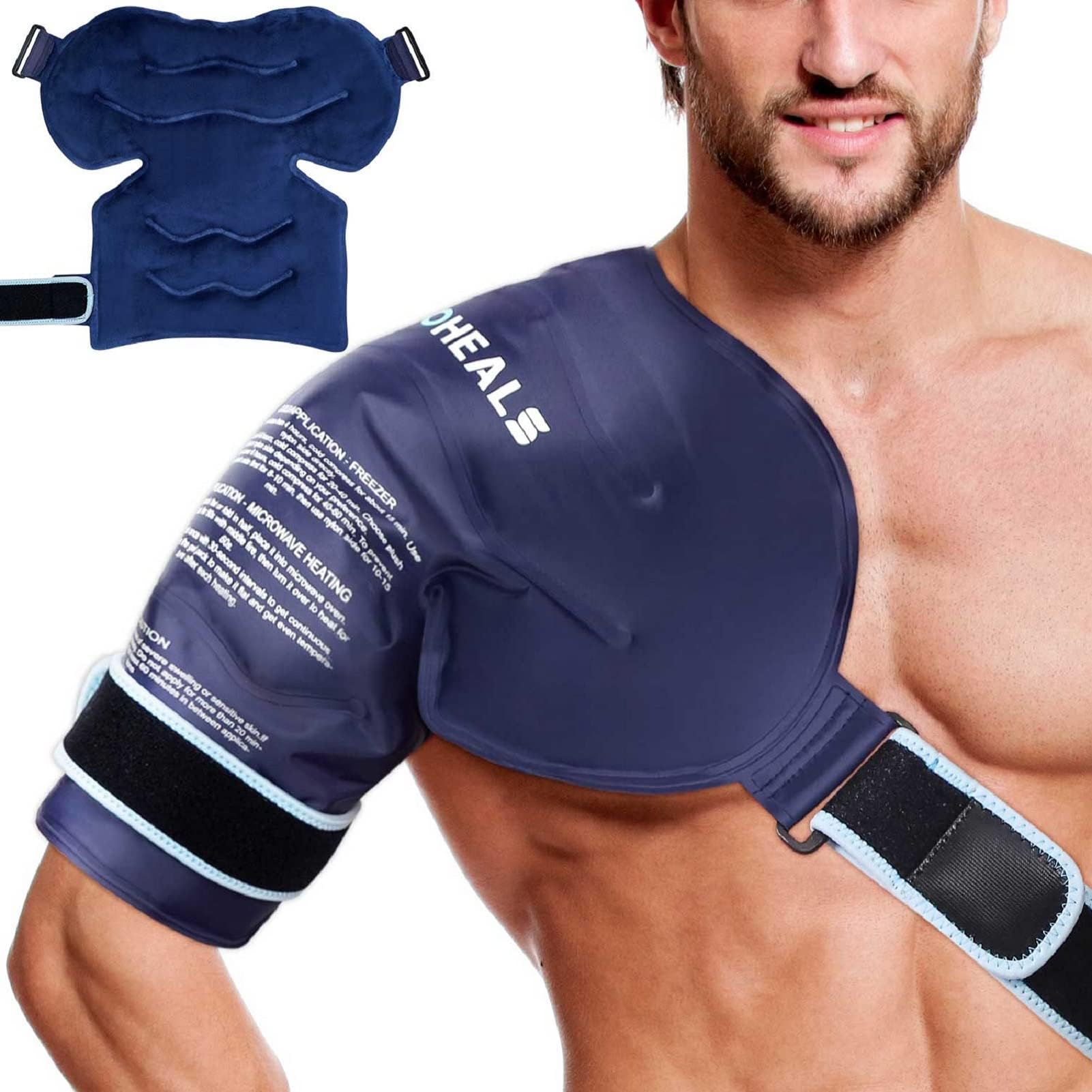 Shoulder Ice Pack Wrap Rotator Cuff for Arm,Injuries Reusable Gel Heating Pack,Surgery Recovery,Pain Relief Hot Cold Therapy,Cold Compress Bag Left Right Shoulder Men Women-Soft Plush Lining