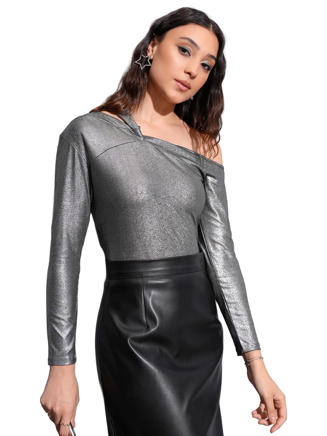 tokyo talkies Women's Long Sleeves Asymmetric Neck Solid Tops | Stylish-picture-54