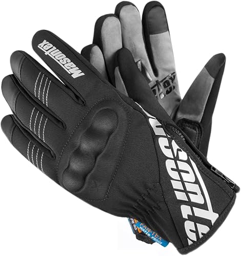Miniatura 7 de Guantes de motocicleta para invierno, guantes de carreras reflectantes negros para pantalla táctil, guantes de clima frío para hombres y mujeres,