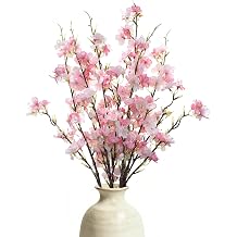 SAREAL 6 Pcs Artificial Cherry Blossom Branches 30.5 Inch, Fake Cherry Blossom Flowers for Spring Summer Home Decor, Wedding Office Party Table Centerpieces, Vase Decor Indoor Outdoor,Rose Red
