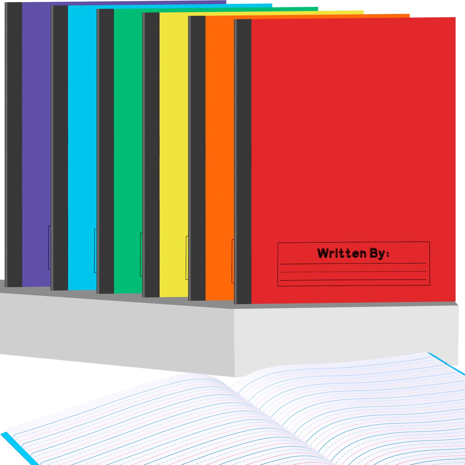 Henoyso Lot de 12 carnets de composition primaire K-2 en vrac 22,9 x 190,5 x 18,1 cm Journal d'écriture de 60 pages pour enfant Carnet de notes ligné à 3 lignes pour pratique d'écriture (couleur
