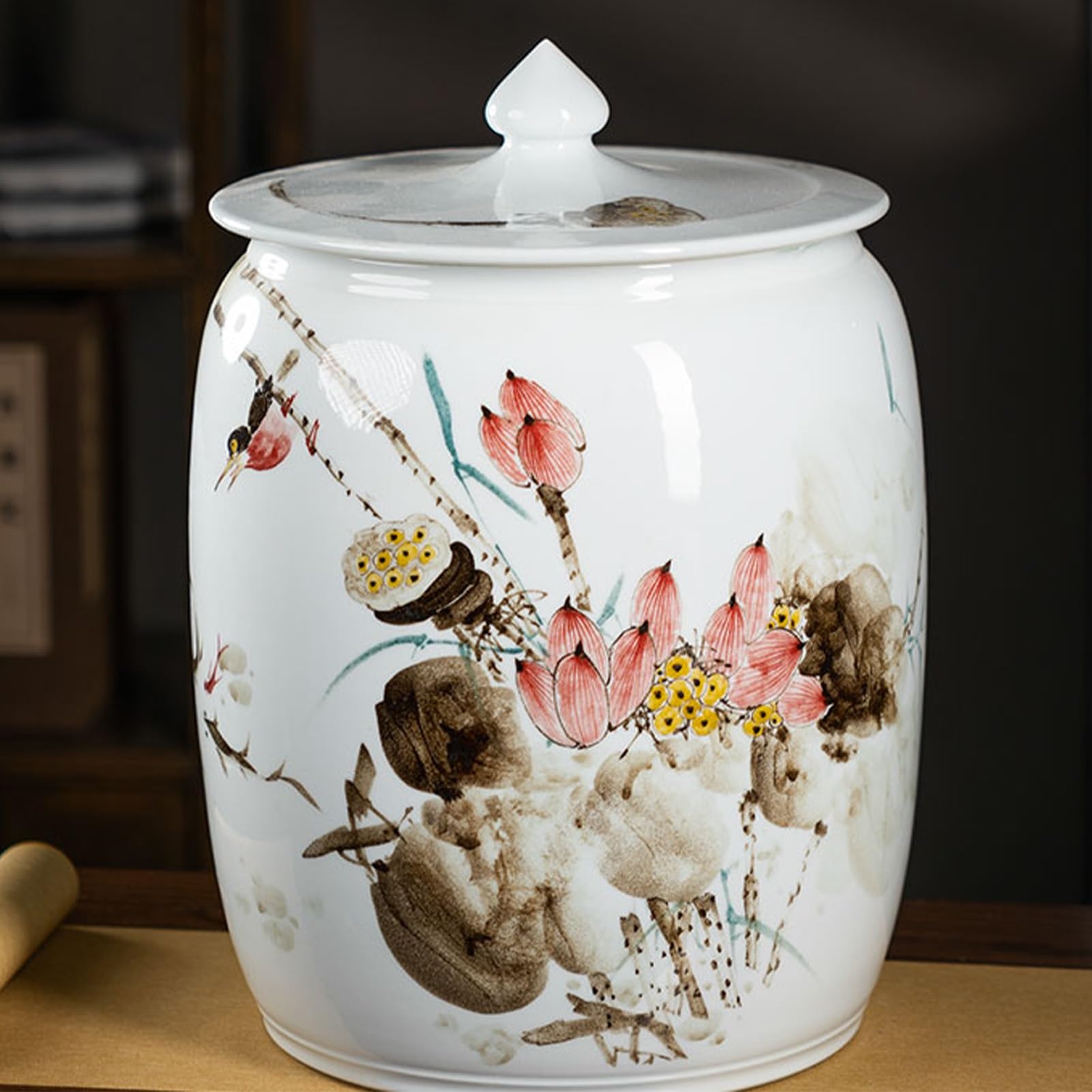 Ceramiczny pojemnik do przechowywania ryżu na fasolę, kukurydzę, pszenicę, płatki owsiane i ziarna - domowy pojemnik do przechowywania żywności
