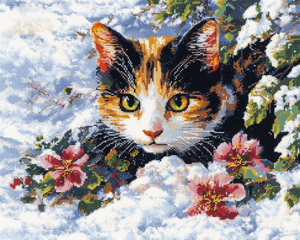 Kitquiver Animal DIY Latch Hook Rug Kits for Beginners Adults,Calico Cat an