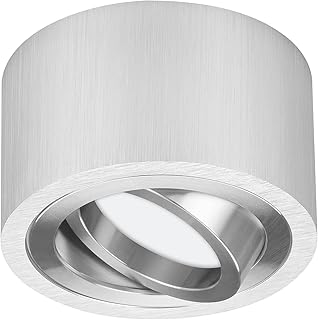 TEVEA Premium Deckenleuchte Aufbauspot Flach - Warmweiß - Alu Gebürstet - LED Modul 230V 5W austauschbar - Deckenspot auch fürs Bad - mit Schutzklasse - in verschiedenen Aufführungen erhältlich