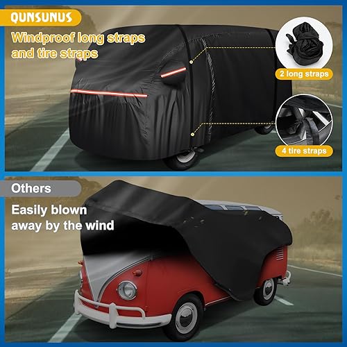 Miniatura 4 de QUNSUNUS - Funda impermeable para automóvil para VW Bus T1 T2 T3 1950-1992, fundas exteriores con cremallera, cubierta exterior completa para todo