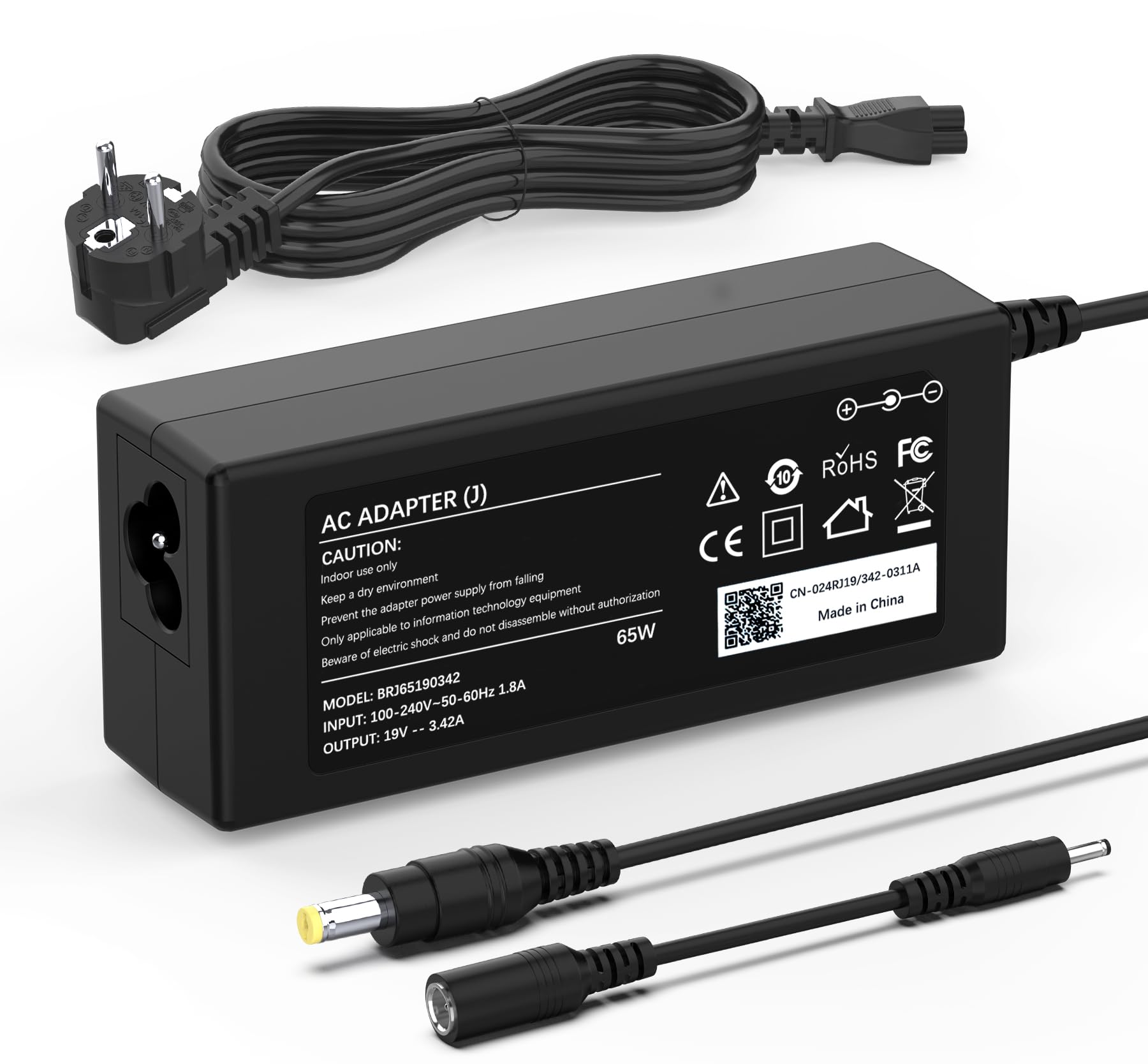 Caricatore 65W Alimentatore Compatibile con Acer Aspire 3 5 E1 E3 E5 E15 ES1 ES15 A315 A314 A515 A114 V3 V5 V7 V15 5250 5720 5750 Caricabatterie Computer Adattatore 5.5 x 1.7mm