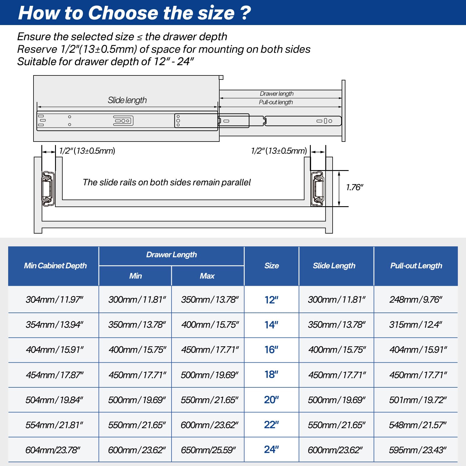 Soft Close Drawer Slides - 20 Inch Heavy Duty -3 Soft Close Drawer Slides - 20 Inch Heavy Duty -3