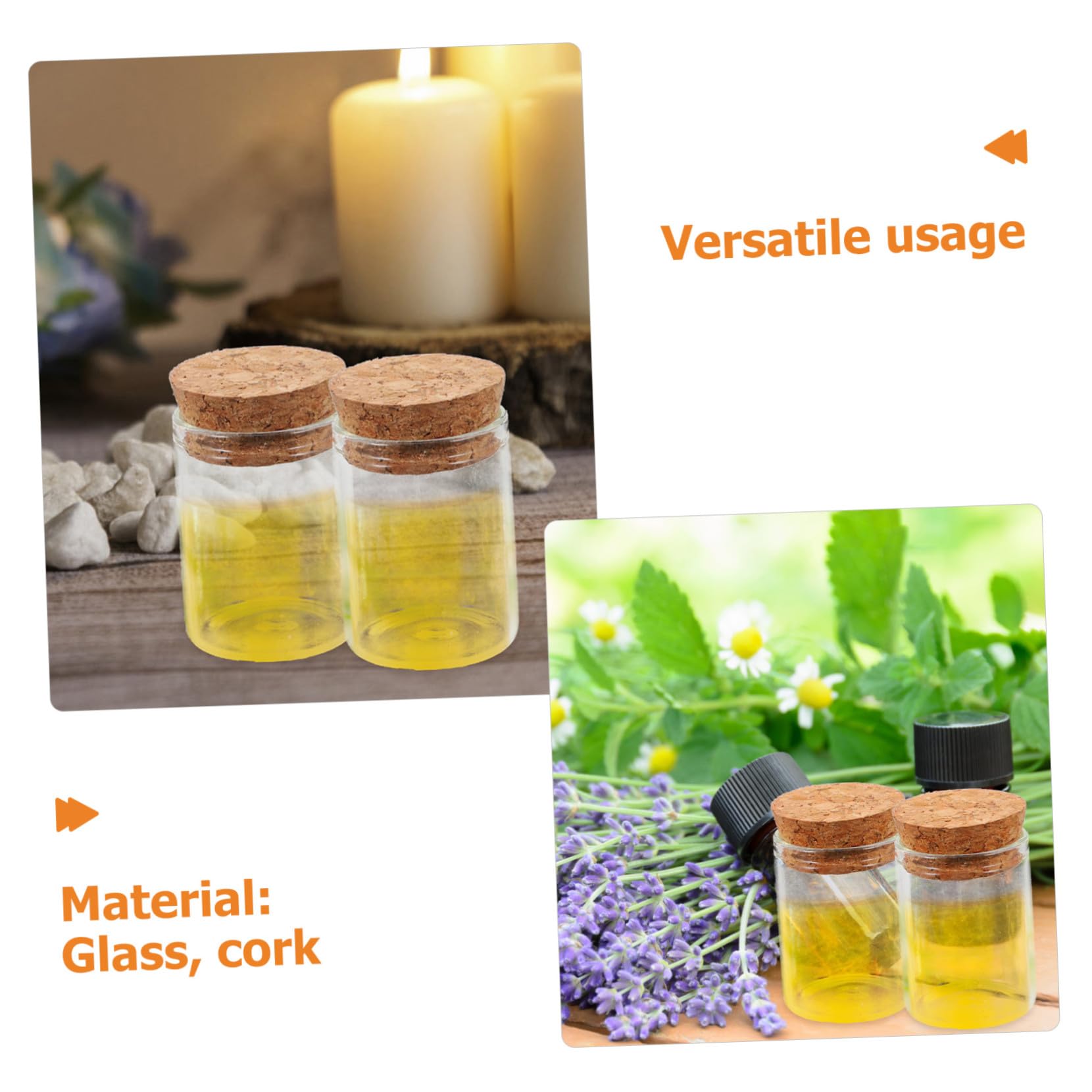 Mini Bottiglie di Vetro con Tappo di Sughero 15 Ml, Contenitori Trasparenti Ermetici in Vetro Borosilicato, per Decorazioni Matrimoni, Fai da Te, Bomboniere e Conservazione, Set da 48 Pezzi