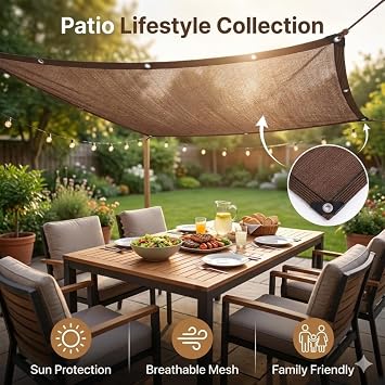 Outdoor Shade Net 90% UV Protection, Breathable Tarp with Grommets, 2.5x3m, 3x8m, 3.5x10m for Garden, Greenhouse, Patio, Pergola - Versatile Sunshade Solution