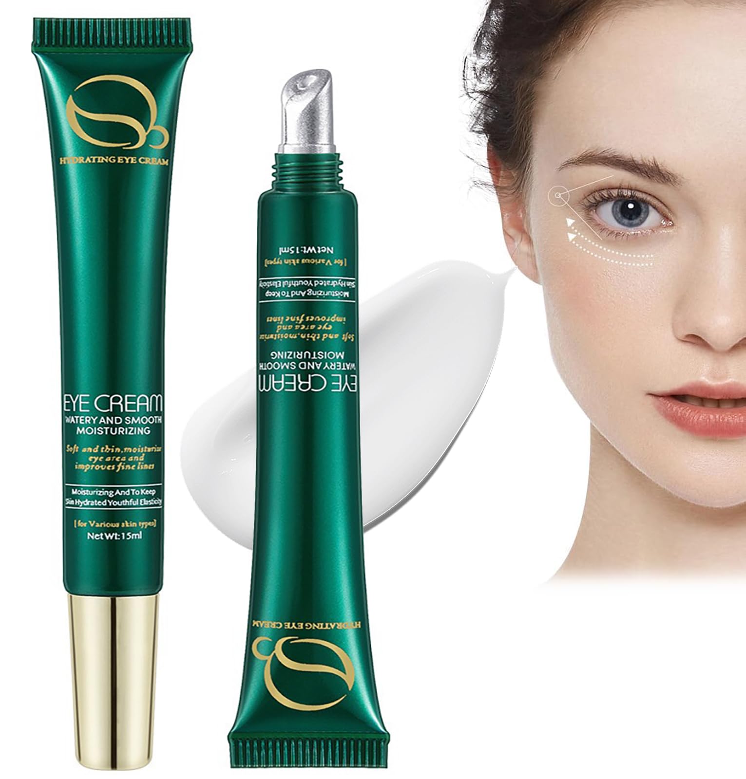 Under Eye Cream HOUSN Cream Contorno de Ojos Crema Reafirmante Crema Regeneradora de Ojos Reduce las Ojeras y la Hinchazón Antiojeras y Antiedad con ácido hialurónico (2x15ml)