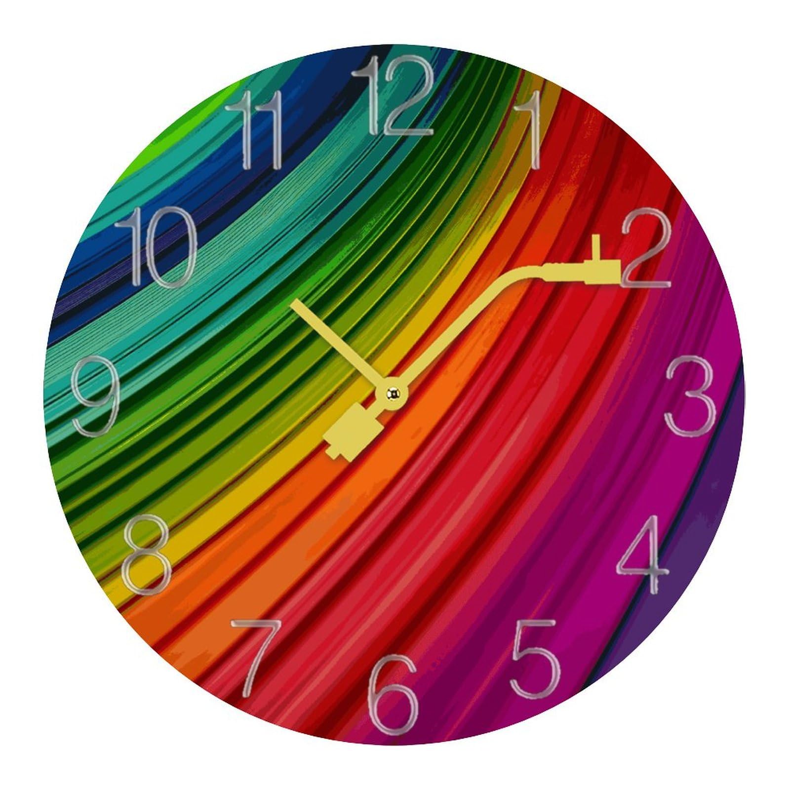 Horloge murale silencieuse arc-en-ciel à piles pour la cuisine