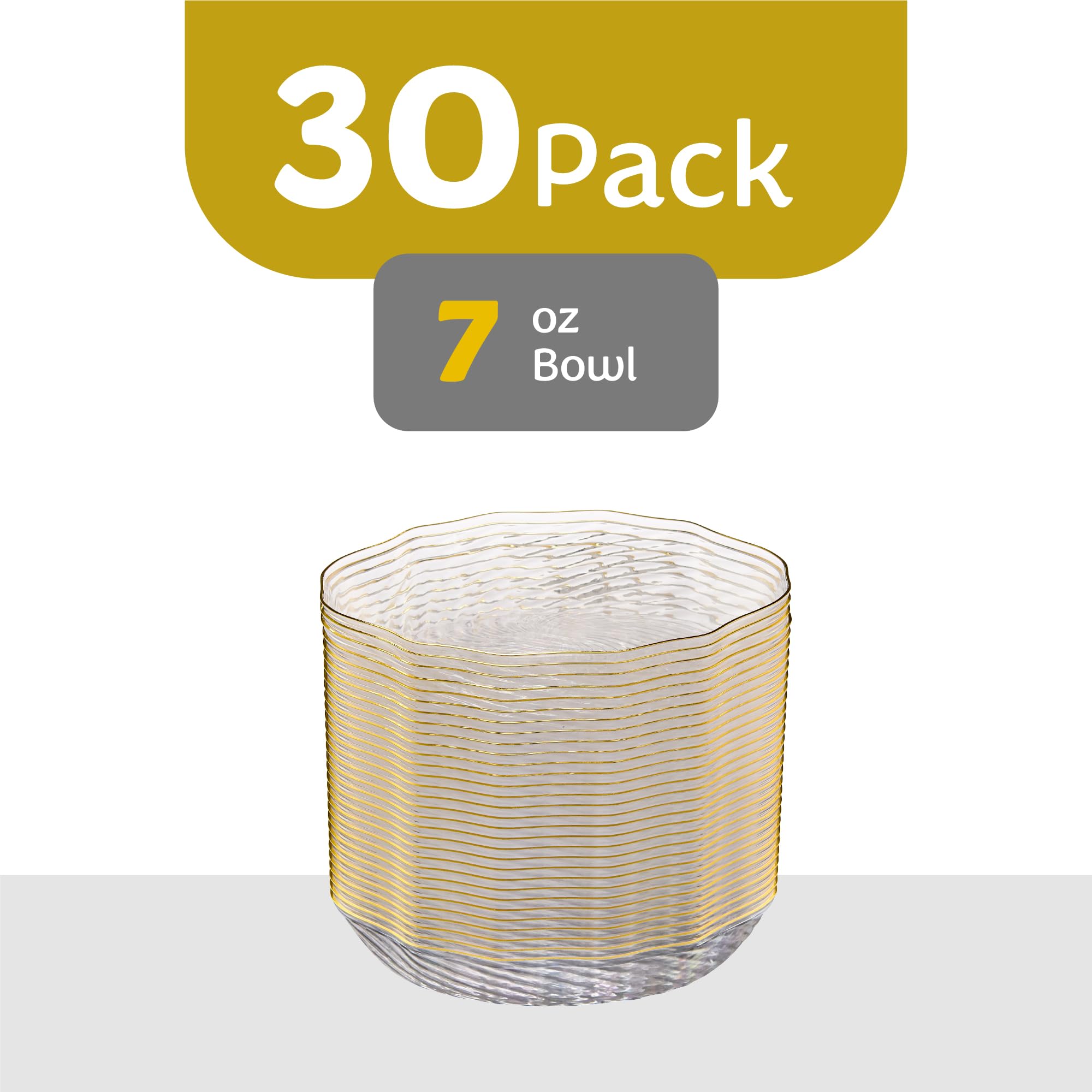 Elegant Disposable Plates & Bowls - Gold Rim Design -6