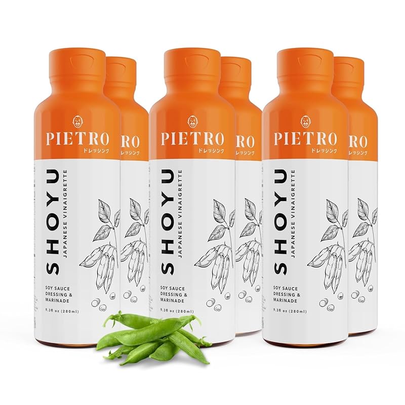 Pietro Dressing Original Shoyu Japanese Style Marinade & Vinaigrette - Gluten Free Soy Sauce Flavor for Salads, Vegetables, Seafood & Noodles – No MSG - 9.3 oz each