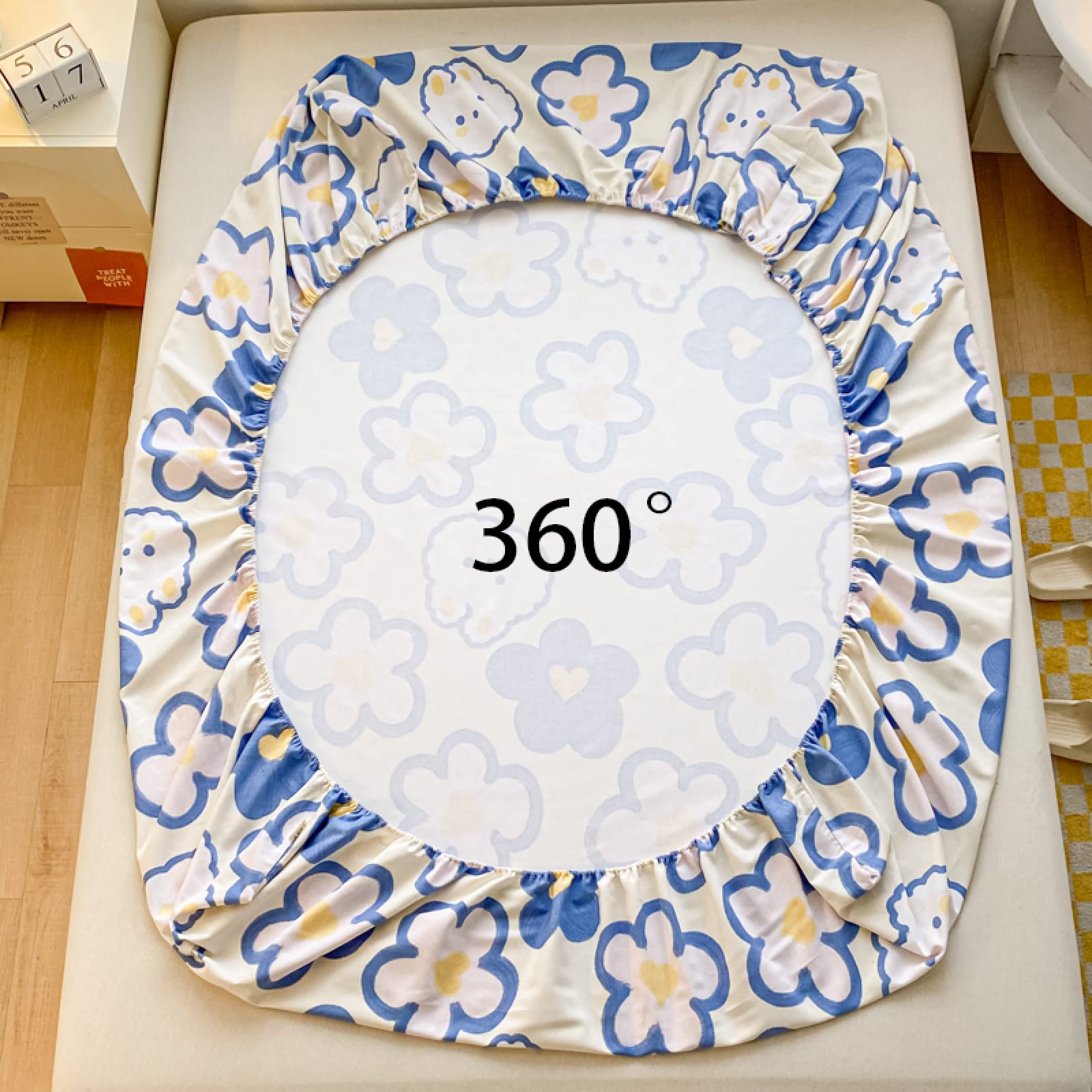 Spannbettlaken Elastisch Weich Und Bequem 120 * 200 cm 1 STÜCKE, Dicke Baumwolle Grobstoff Matratzenauflage, Bedruckte Spannbettlaken Für Männer Frauen Schlafzimmer gelb