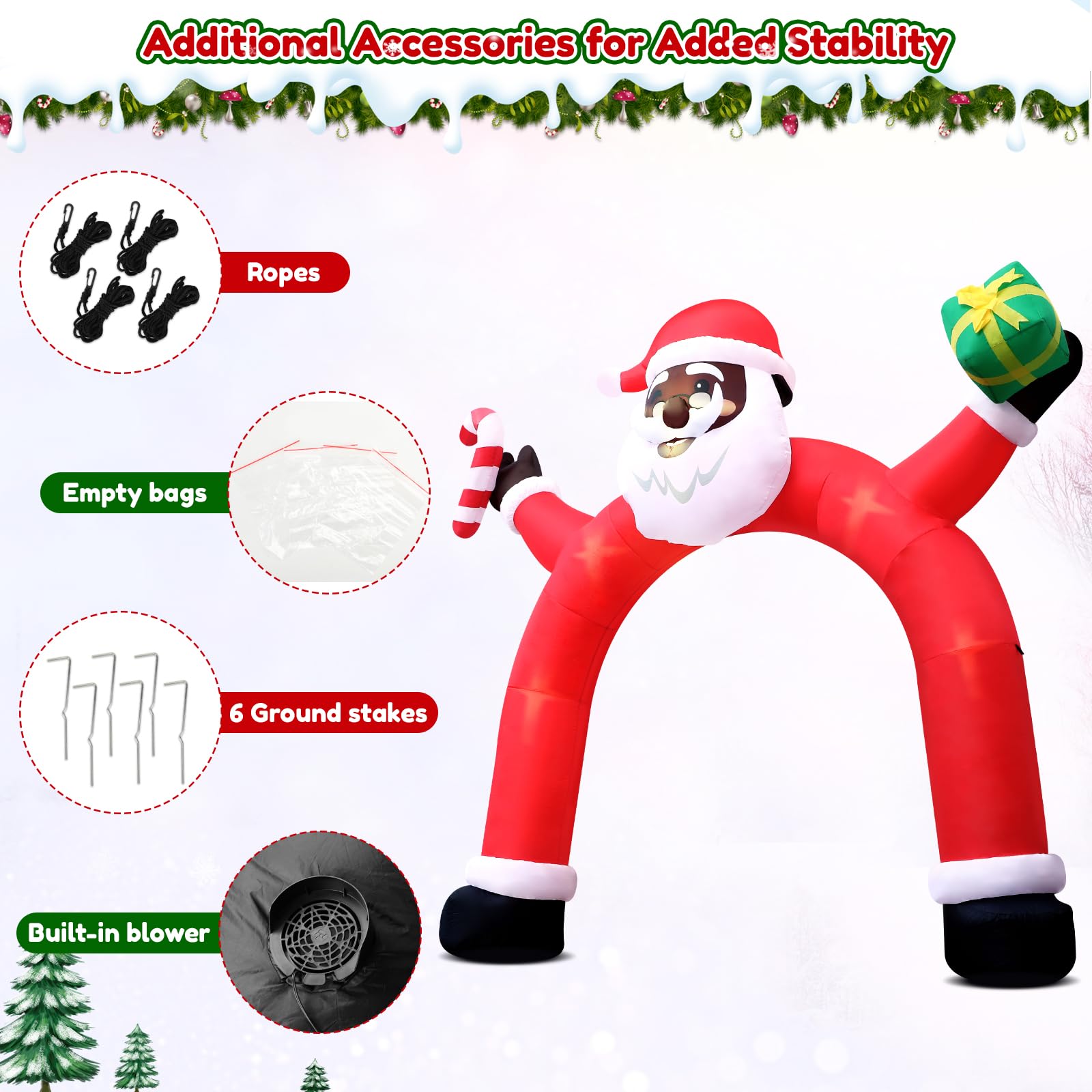 Kitticcino Christmas Inflatable  5.3FT Pink Santa Inflatable Decoration Built-in LED Lights Christmas Blow Up Santa Decorations Xmas Holiday Yard Lawn Party Garden Outdoor Decor: Black Santa