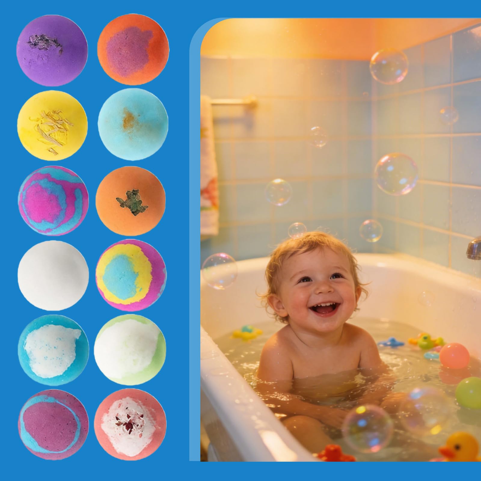 Confezione da 12 bombe da bagno colorate con giocattoli