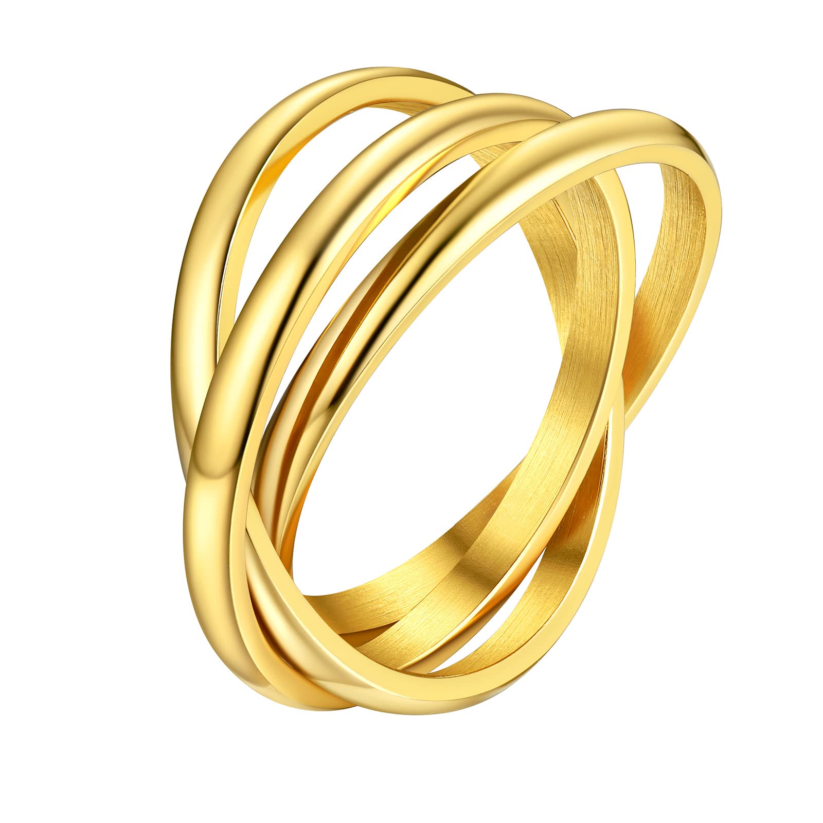 Supcare Anillos para Mujer Anillos Aros de Acero Inoxidable Anillos Tres Aros Enlazados Anillos de Dedo Antiestres Anillos de Compromiso Talla 47/49/52/54/57/59/62