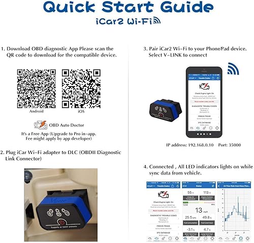 Miniatura 6 de Vgate iCar2 OBD2 Escáner Herramientas de escaneo Interfaz Adaptador Wi-Fi, luz de control del motor, herramienta de diagnóstico de coche para iOS y