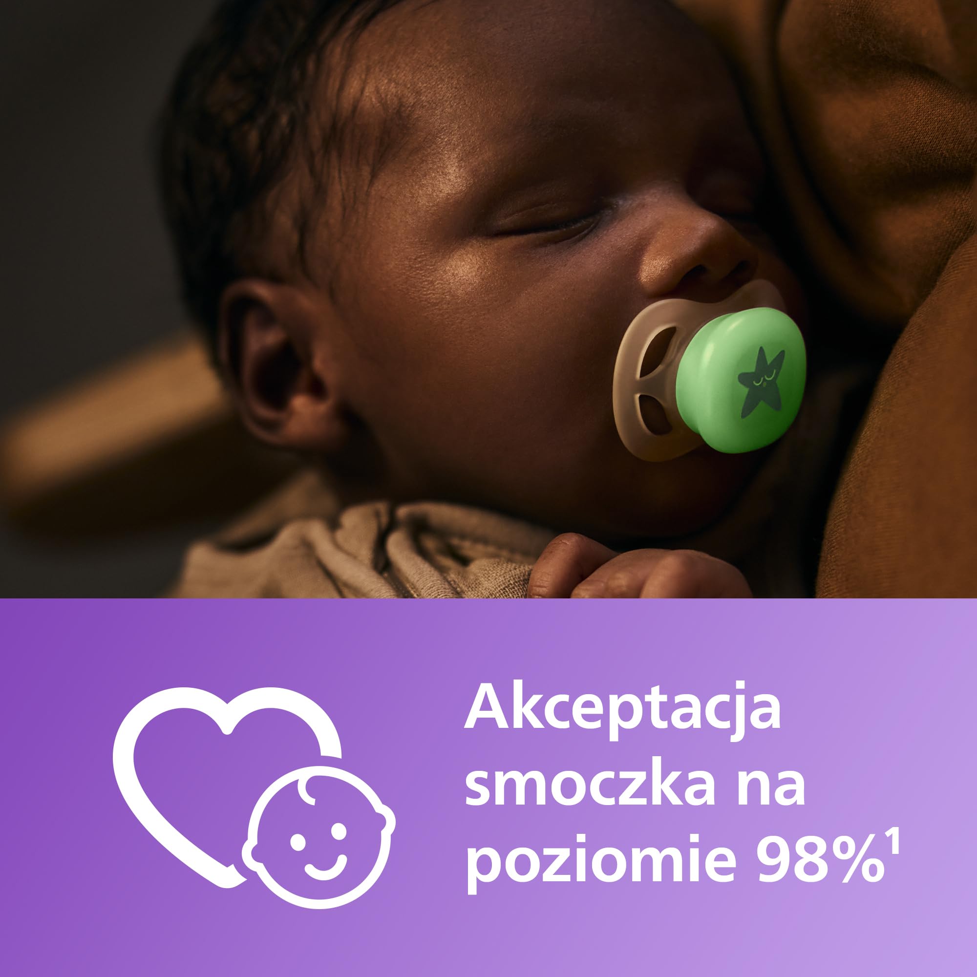 Philips Avent Ultra Start Nighttime, smoczki ortodontyczne dla noworodków w wieku od 0 do 2 miesięcy, świecą w ciemności, silikonowy, bez BPA, ze sterylizatorem/etui, 2 sztuki, SCF075/07